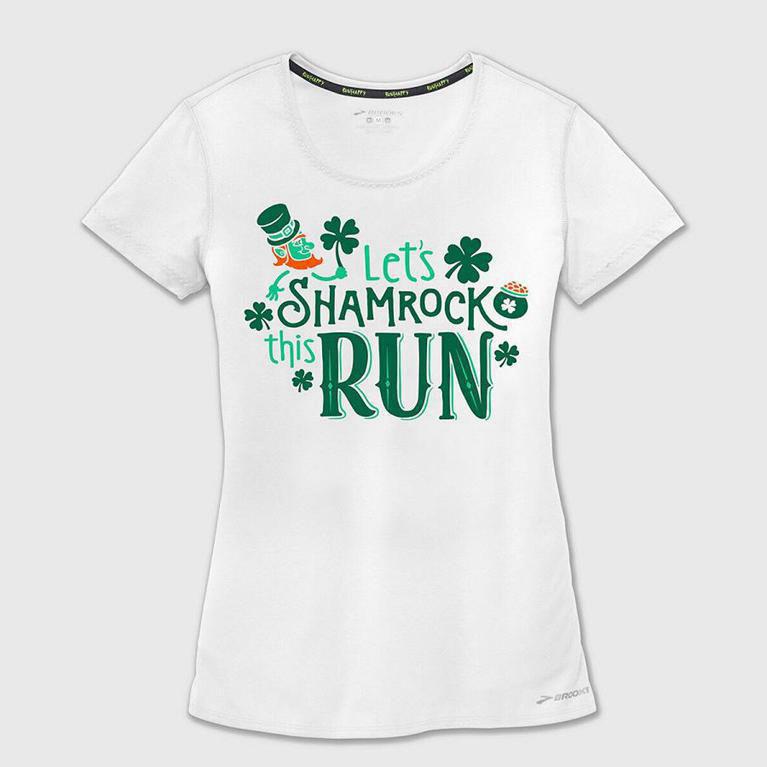 Brooks Pacesetter Israel - Women's Short Sleeve Running Shirt - White (43752-ETZO)